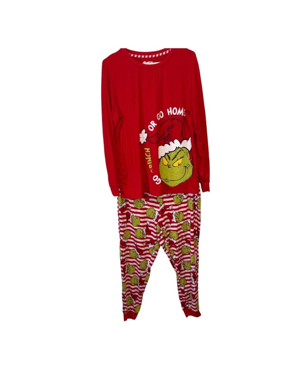 The Grinch Womens Red & White Striped Pajama Set Size L